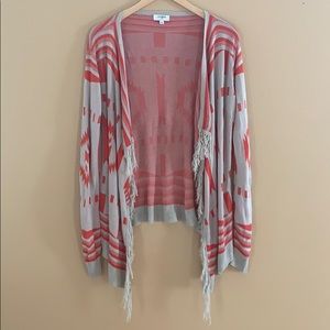 Umgee Orange Tan Fringe Cardigan
